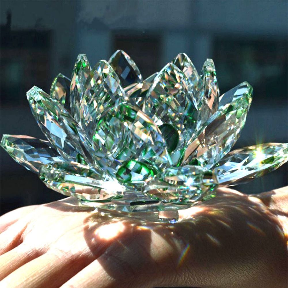 60-140mm Crystal Lotus Flower  - Paper Weight Crystal 评论和价格