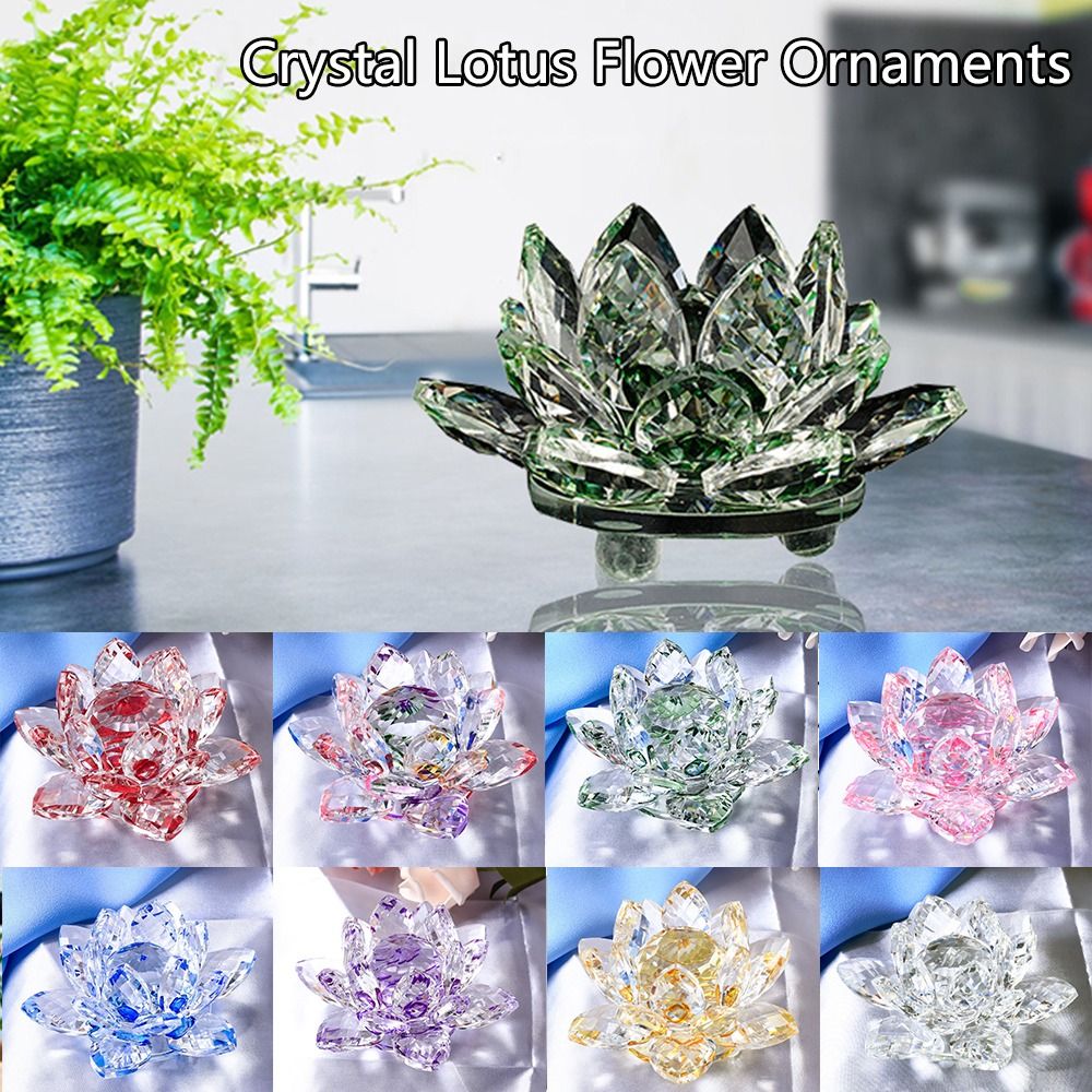 60-140mm Crystal Lotus Flower  - Paper Weight Crystal 评论和价格