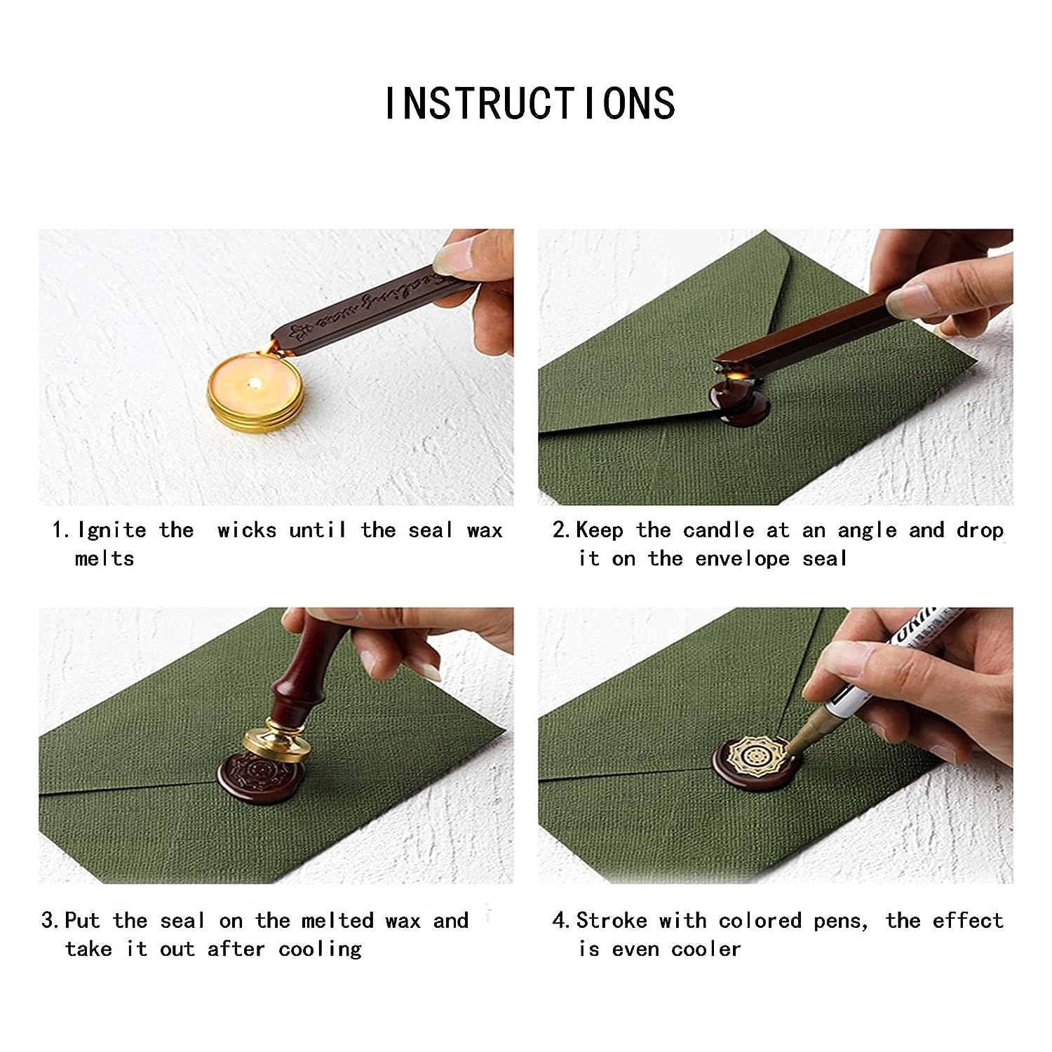 12pcs/bag Metallic Mixed Color - Wax Seal Stamp Set 评论和价格